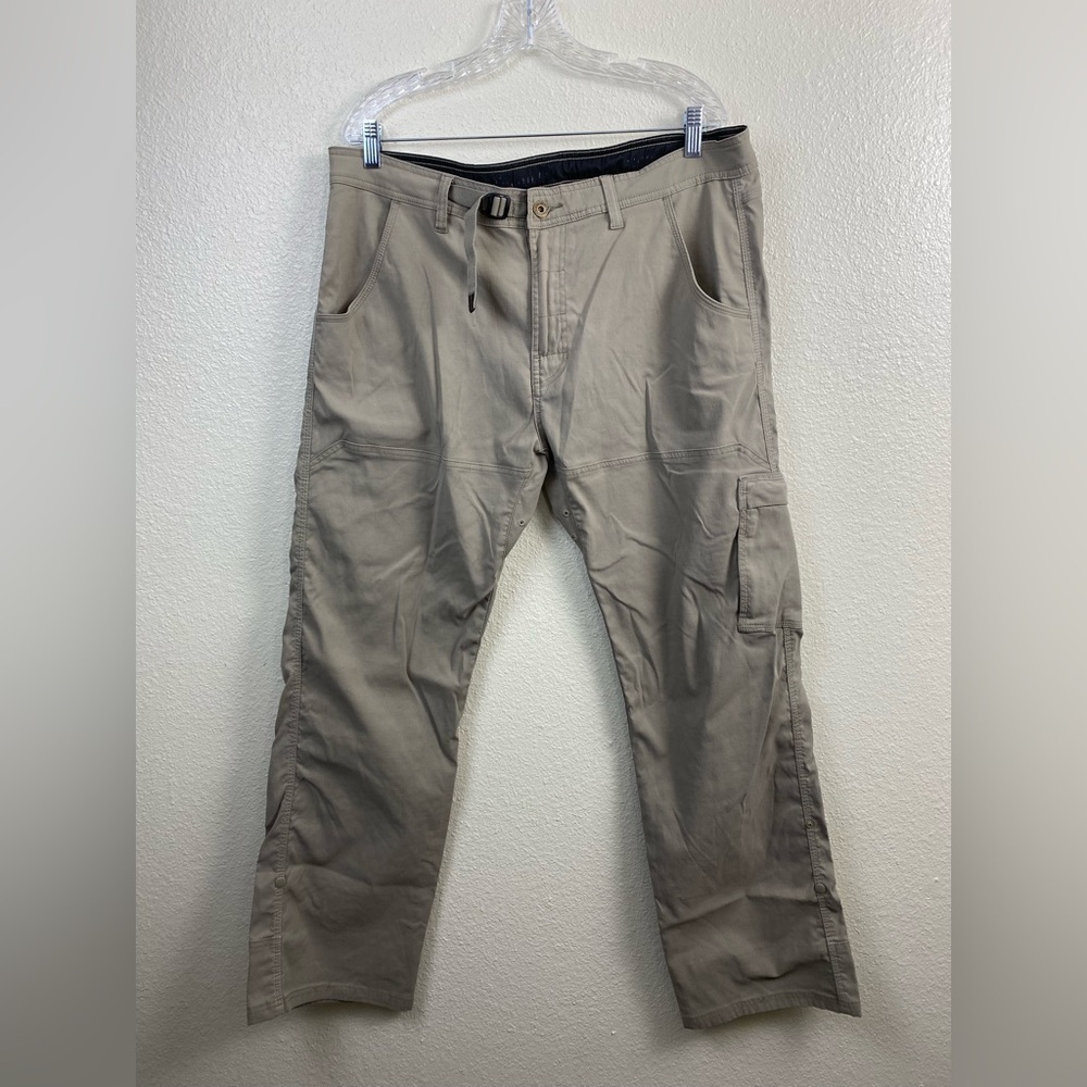 Prana Cargo Outdoor Hiking Nylon Blend Stretch Beige Cream Pants Men’s 38 x 32